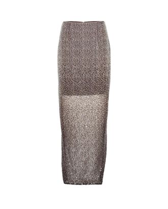 Rotate Semi-Transparent Pencil Skirt With All-Over Sequins And Bead Embellishment