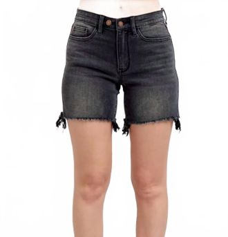 Judy Blue High Rise Dad Shorts In Faded Blac