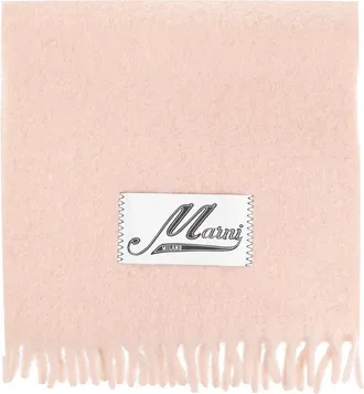 Marni Wollen Sjaal met Logo - Dames - Wintersjaals - Roze - ONE Size - Wol - Accessoires