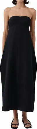 St.Agni Wool Strapless Cocoon Dress In Black