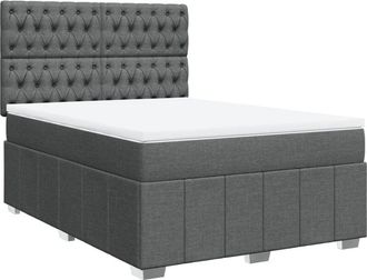 vidaXL Vidaxl - Cama Box Spring Con Colch&oacute;n Tela Gris Oscuro 140x200 Cm
