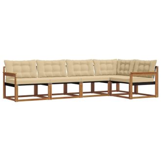 vidaXL Conjunto De Sof&aacute;s De Exterior Con Coj&iacute;n 5 Pcs Natural Y Beige Vidaxl