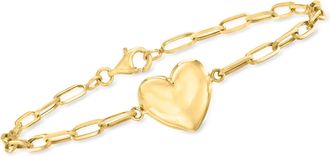 Canaria Canaria 10kt Yellow Gold Heart Paper Clip Link Bracelet
