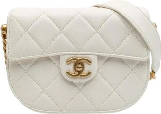 Chanel Pre-owned Quilted Lambskin Crossbody Bag - Dames - Vintage Schoudertas - Wit - ONE Size - Leer - Vintage