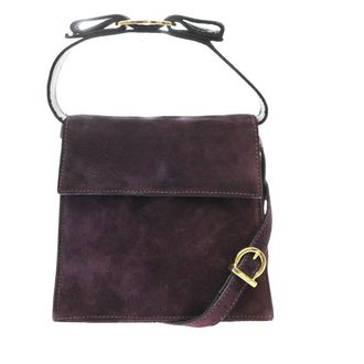 Ferragamo Vintage Vara Bow Handle Shoulder Suede Purple Suede Handbag (Pre-Owned)
