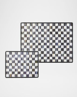 MacKenzie-Childs Courtly Check Glass Cutting Boards, Set of 2