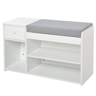 HOMCOM MDF Multi-Compartment Shoe Storage Bench Grey/White - Home Living | TJ Hughes White