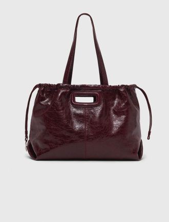 Maje Crackled Leather M Tote Bag - Tartan - Maje