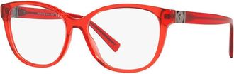Versace Eyeglasses Cat Eye Full Rim, Transparent Red Frame And Clear Demo Lenses Lens Ve32735307