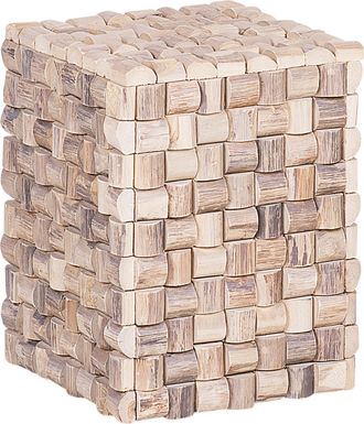 Beliani Beliani - Mesita De Noche De Madera Clara De Teca 32 X 32 X 43 Cm Reposapi&eacute;s R&uacute;stico Cajeme