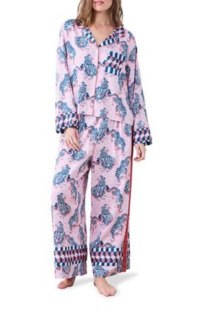 Printfresh Rittenhouse Satin Pajamas in Blush/Bashful at Nordstrom, Size X-Large