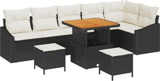 vidaXL Vidaxl - Garden Sofa Set with Cushion 9 pcs Black, Cream 80 x 80 x 71 cm