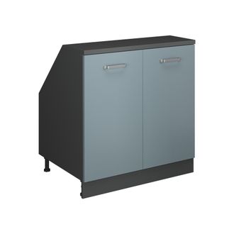 Vicco Armario De Cocina Para Techo Inclinado R-line, Gris Azulado, 80 Cm Con 2 Puertas, 60 Cm De Profundidad, Vicco
