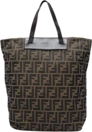 Fendi Pre-owned Canvas Tote Bag - Dames - Vintage Shopper - Bruin - ONE Size - Leer - Vintage