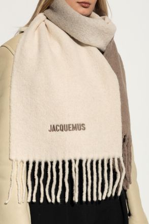 Jacquemus Scarf With Logo, Unisex, Cream