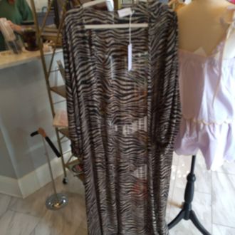 Adrienne Womens Long Duster In Black Tiger