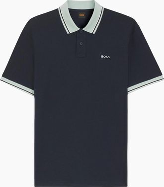 HUGO BOSS Mens Boss Pe Blocks Contrast Collar Polo - Navy - Size: 42