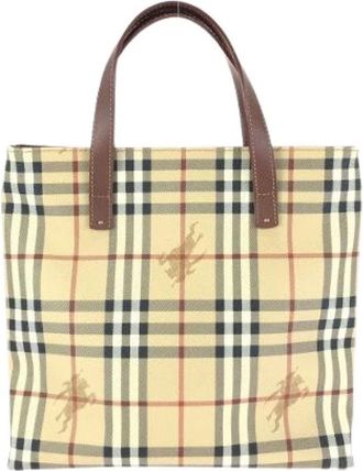 Burberry Pre-owned Nova Check Shadow Horse PVC Tote Bag - Dames - Vintage Shopper - Beige - ONE Size - Vintage