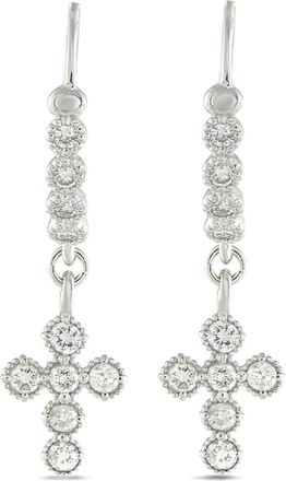 Luxury Bazaar 14kt witgouden oorbellen met diamond - Zilver