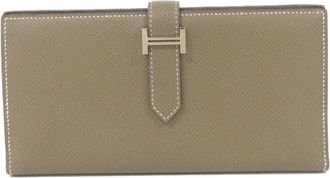 Herm&egrave;s Etoupe Gray Soufre Epsom Leather Long Wallet (Bi-Fold) (Pre-Owned)