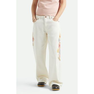 Brixton The Chloe Floral Print Wide Leg Jeans in Off White Floral Burst at Nordstrom, Size 26