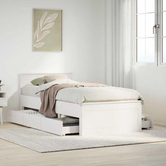 vidaXL Cama Sin Colch&oacute;n Y Cabecero Madera Maciza Pino Blanca 75x190 Cm Vidaxl