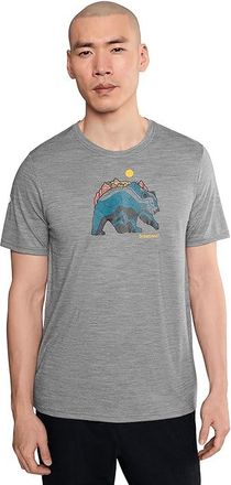 Smartwool Bear Strata Active Short Sleeve Graphic T-Shirts Mens Clothing Light Gray Heather : MD, Polyester/Wool