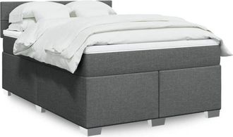 vidaXL Cama Box Spring Con Colch&oacute;n Tela Gris Oscuro 140x200 Cm Vidaxl