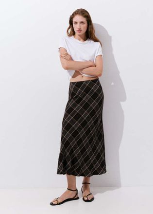 Mango Gonna midi quadri marrone - Donna - XXS - MANGO