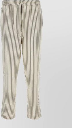 Le Kasha embroidered silk darvi pant with vertical stripes