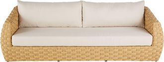 Maisons du monde Sof&aacute; de 3 plazas de resina reciclada con cojines de color crudo