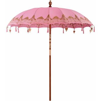 vidaXL Vidaxl - Parasol Balin&eacute;s Rosa (210-220) X 260 Cm Algod&oacute;n Y Madera Maciza
