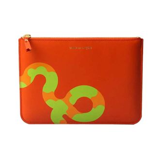 Comme Des Gar&ccedil;ons Wallets & Cardholders, female, Orange, Size: ONE SIZE Graphic Print Leather Clutch Bag