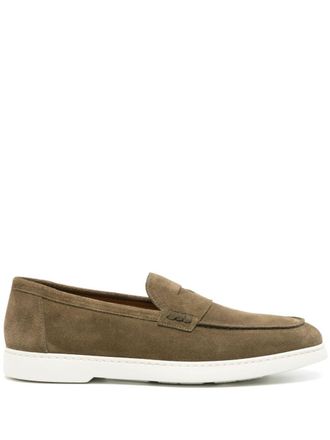 Doucal's Penny-slot suede loafers - men - Calf Suede/Rubber/Calf Leather - 44 - Green