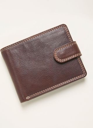 Fat Face FatFace Chocolate Brown Contrast Stitch Leather Wallet