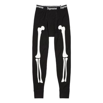 SUPREME x HANES FW23 Week9 Bones Thermal Crew Pants Black SUP-FW23-155