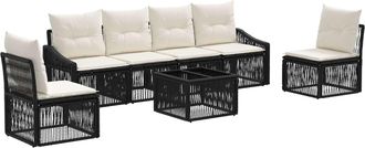 vidaXL Conjunto De Sof&aacute;s De Jard&iacute;n 7 Uds. Negro Rat&aacute;n Sint&eacute;tico Vidaxl