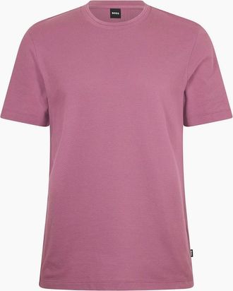 HUGO BOSS Mens Tiburt Bubble Structure Cotton Short Sleeve T-Shirt - Purple - Size: 2X large