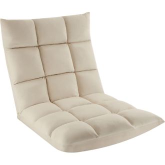 TecTake Sill&oacute;n de suelo con respaldo 2 en 1 terciopelo 108x57x13,5 cm beige