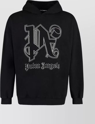 Palm Angels distressed cotton hoodie with kangaroo pocket