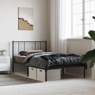 vidaXL Estructura Cama Sin Colch&oacute;n Con Cabecero Metal Negro 90x200 Cm Vidaxl