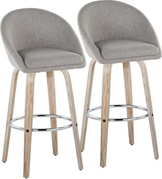 LumiSource LumiSource Set of 2 Matisse Highback 30in Contemporary Fixed-Height Swivel Bar Stools with Footrest