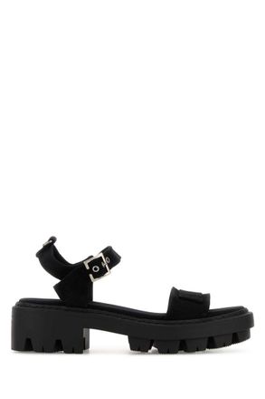 Prada Black Open Round Toe Sandals