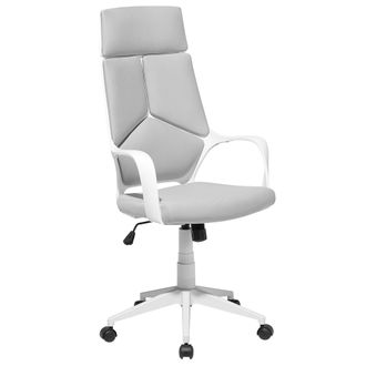 Beliani Silla De Oficina De Poli&eacute;ster Gris Claro Blanco Giratorio Delight
