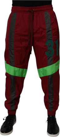 Dolce & Gabbana Track Pants met Nummersdetail - Heren - Sweatpants - Bruin - M - Polyester - Broeken