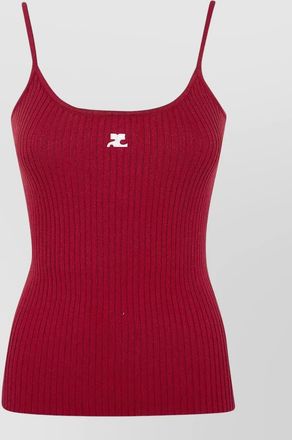 Courr&egrave;ges reedition knit tank top ribbed straps