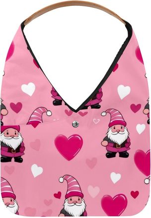 Generic Hearts and Gnomes Reusable Lightweight Grocery Bags - Foldable Into Compact Pouch, Washable & Sturdy, Multipurpose for Shopping and Travel