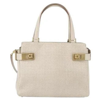 Ferragamo Pre-owned Handbags, female, Beige, Size: ONE SIZE Pre-owned Leather Handbag