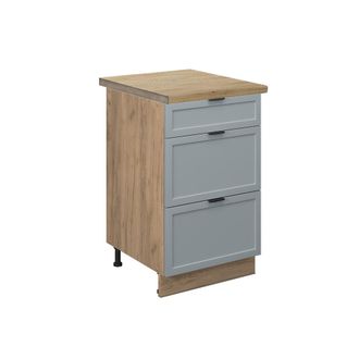 Vicco Mueble Bajo De Cocina Fame-line, Azul Claro-gris, 50 Cm, Et Roble