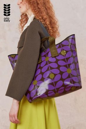 Orla Kiely Womens Purple Retro Stem Print Large Tote Bag With Dual Handles - One Size